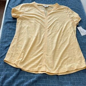 Somewhat see through light yellow top. Liz Claiborne size large